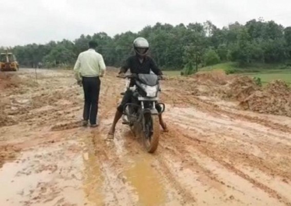 Double Engine Govt: Road turned into a death trap in South Sonaichari under Belonia subdivision